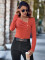 Fashion Diagonal Neck Slim Fit Long Sleeve Knitted Top