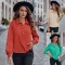 Fashionable solid color slim knit long sleeved top