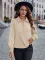 Fashionable solid color slim knit long sleeved top