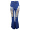 New personalized front and rear perforated denim flared pants
