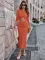 Fashion casual round neck slim cut out dress