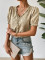 Casual lace V-neck gilded slim fitting short sleeved top
