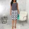 Sexy and fashionable digital printed sleeveless dress