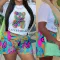 Fashion printed short sleeved set