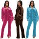 Fashion Korean velvet leg split two-piece set