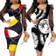 Sexy and fashionable printed small V-neck mesh dress