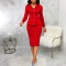 Sexy Fashion Solid Color Long Sleeve Two Piece Set