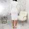 Sexy Fashion Solid White Collar V-Neck Dress