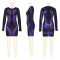 Fashionable printed line slimming round neck long sleeved dress