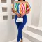 Casual loose fitting off shoulder short sleeve combination set