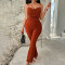 Casual sexy style solid color suspender metal jumpsuit