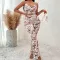 Sexy printed drawstring long jumpsuit