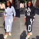 Sexy Large Print Long Sleeve Two Piece Set