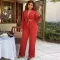 Fashion Suit Long Sleeve Lace Top and Pants Two Piece Set