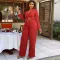 Fashion Suit Long Sleeve Lace Top and Pants Two Piece Set