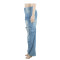 Fashionable Multi Pocket Straight Barrel Perforated Casual Jeans ZD