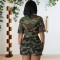 Fashionable patchwork denim camouflage short jacket