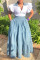 Fashionable oversized denim inspired mid rise multi layered patchwork skirt