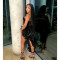 Fashion strapless backless sequin feather dress