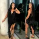 Fashion strapless backless sequin feather dress
