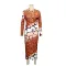 Fashionable slim fitting long sleeved printed dress
