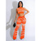 Fashion and sexy striped sleeveless micro flared pants two-piece set