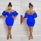 Fashionable short sleeved pleated backless dress