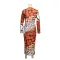 Fashionable slim fitting long sleeved printed dress