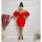 Fashionable short sleeved pleated backless dress