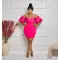 Fashionable short sleeved pleated backless dress