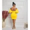 Fashionable short sleeved pleated backless dress