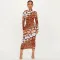 Fashionable slim fitting long sleeved printed dress
