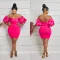 Fashionable short sleeved pleated backless dress