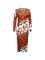 Fashionable slim fitting long sleeved printed dress