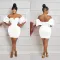 Fashionable short sleeved pleated backless dress