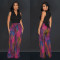 Fashion Colorful Printed V-Neck Sleeveless Pants Two Piece Set
