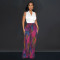 Fashion Colorful Printed V-Neck Sleeveless Pants Two Piece Set
