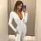 Fashionable zippered high waisted hip lifting jumpsuit