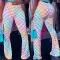 Fashion oversized plaid printed flared slim fitting mid rise casual pants