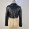 Sexy Naked Spicy Girl Motorcycle Wear Leather Coat