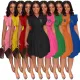 Fashionable waistband pleated dress
