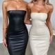 Fashionable PU leather sexy bra, waist wrap, buttocks dress
