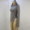 Fashionable drawstring pleated irregular slim hooded top