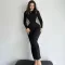Fashionable round neck long sleeved finger sleeve dress