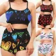 Fashion printed suspender shorts set
