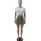 Fashionable high waisted retro denim pleated skirt
