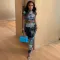 Fashion Open Umbilical T-shirt Hip Half Skirt Bottom Casual Set