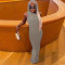 Fashion hooded solid color tight fitting dress