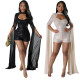 Fashion Beaded Sequins Long Sleeve Hollow Short Sleeve Jumpsuit