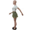 Fashionable high waisted retro denim pleated skirt